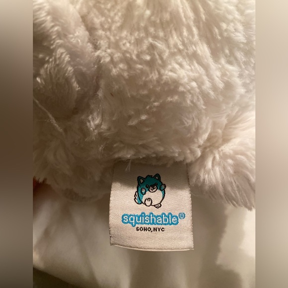 Squishable White Fluffy Bunny Rabbit Plush Stuffed Toy Pink Ears Pink Cheeks - Picture 6 of 6